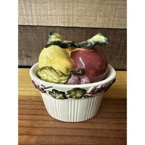 Vintage Bico Harvest Fruit Lidded Suger Bowl Dish